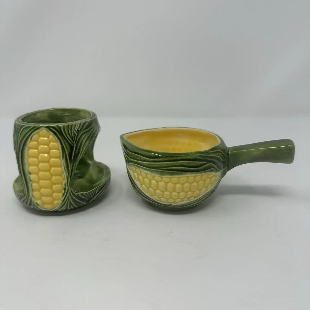 Vintage New Trends Melting Butter Chafing Dish Pottery Corn Yellow Margarine